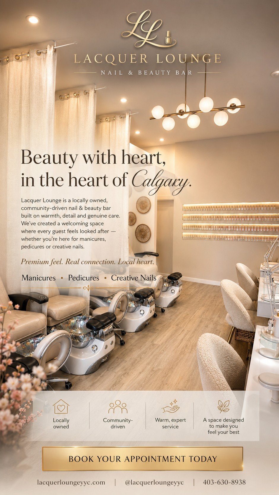 Lacquer Lounge Calgary nail and beauty bar landing page